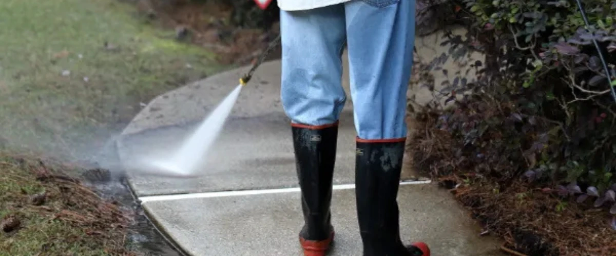 Sidewalk pressure washing service cleaning residential concrete walkway  Download