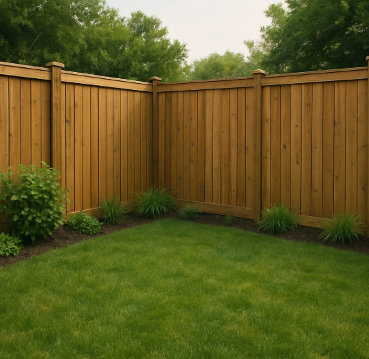 Wood fence installation showing durability and design for Illinois and Wisconsin homes Wood fence installation showing durability and design for Illinois and Wisconsin homes