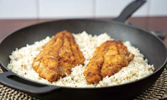 Fried Catfish over rice Fried Catfish over rice