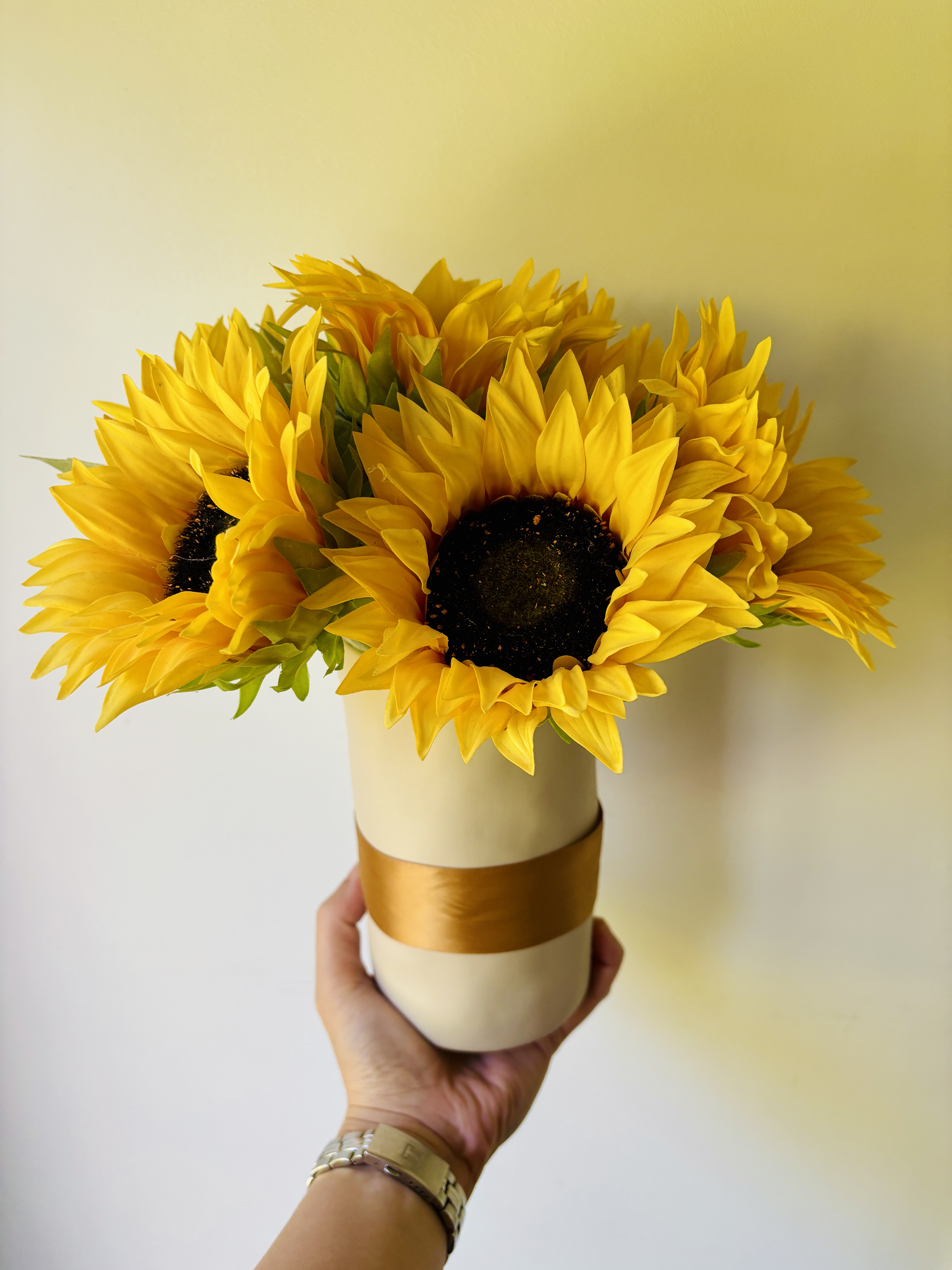 Realistic fake sunflowers
