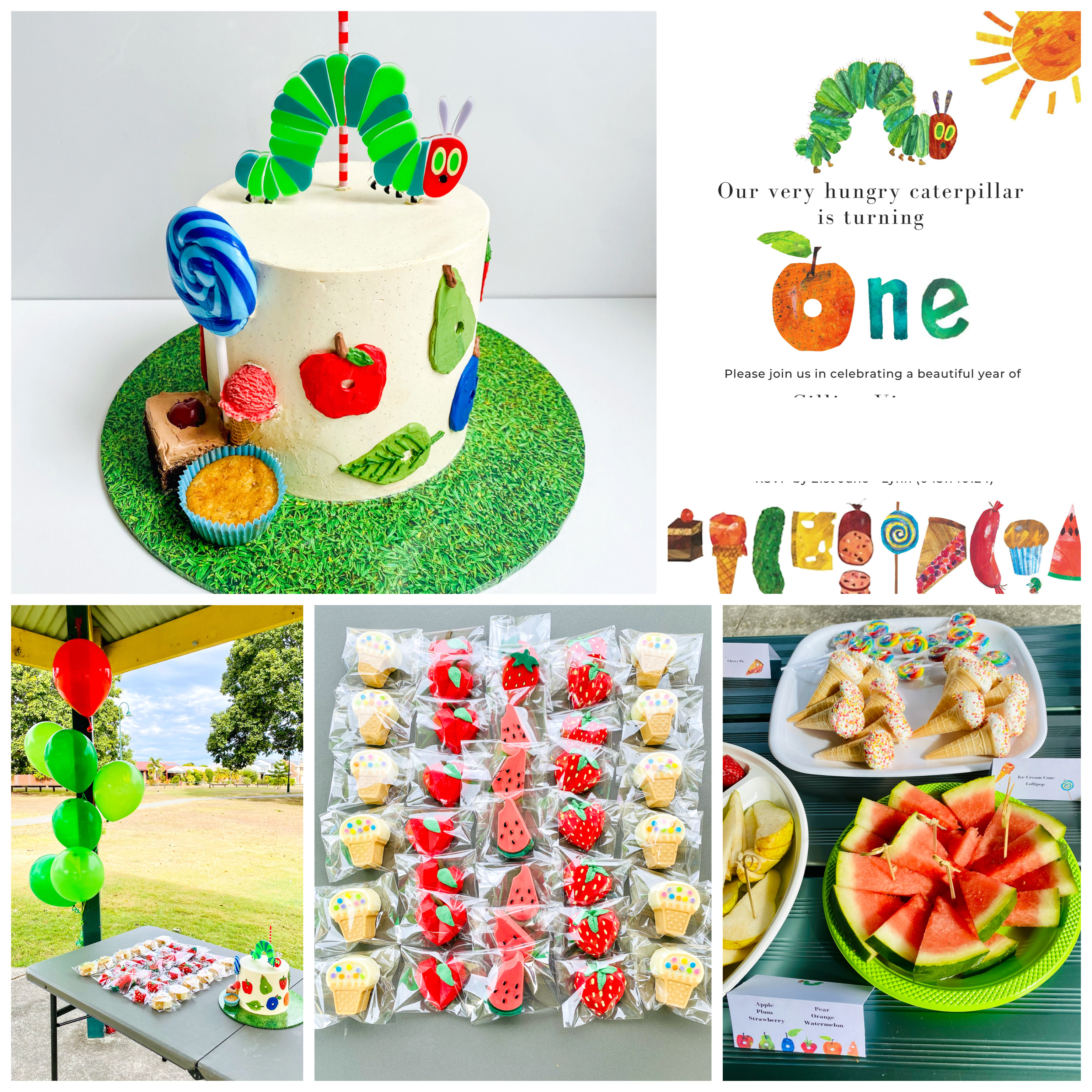 Birthday party styling elements: cake, invitation, decor, food, favours Birthday party styling elements: cake, invitation, decor, food, favours