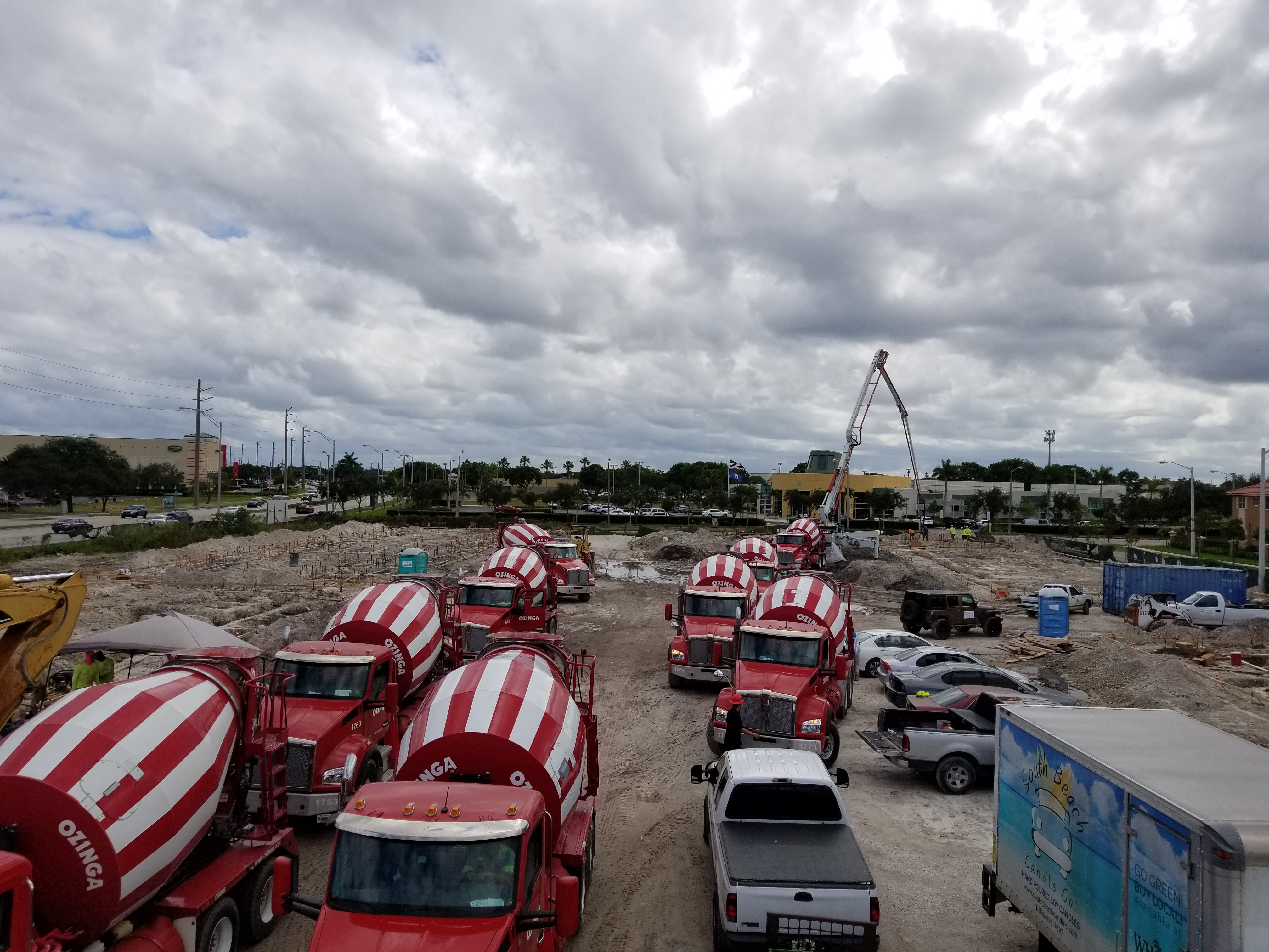 Cement Trucks at Construction Site