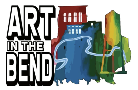Colorful artistic logo for Art in the Bend Festival in Historic Downtown Richmond, showcasing painted buildings and a winding river. Colorful artistic logo for Art in the Bend Festival in Historic Downtown Richmond, showcasing painted buildings and a winding river.