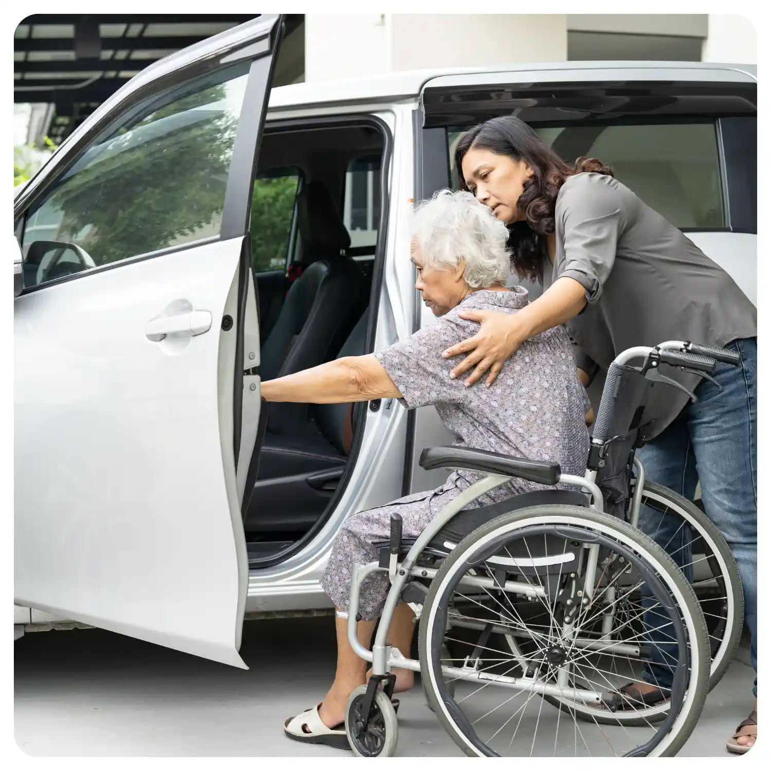 Caregiver providing safe transportation assistance for senior appointments in Southern California area