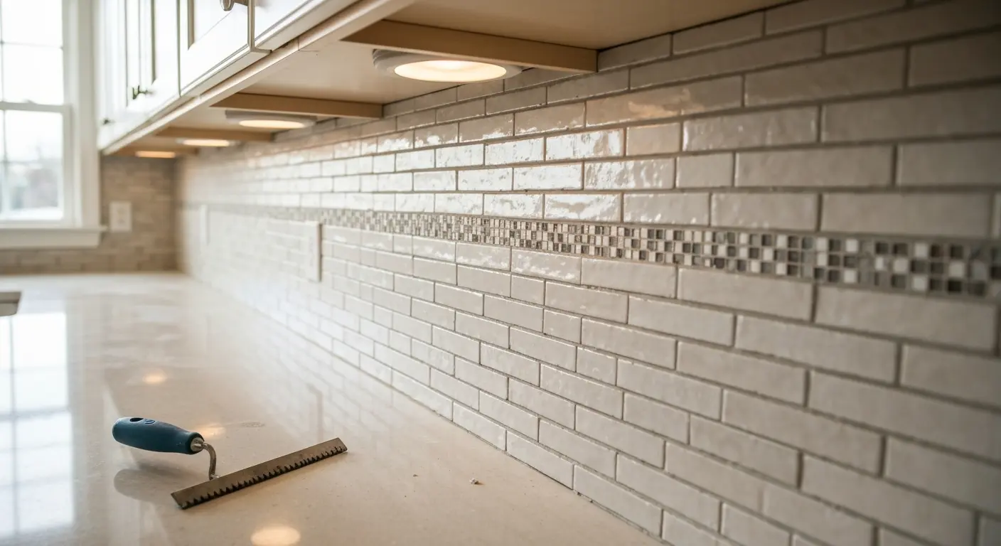 Tile backsplash installation