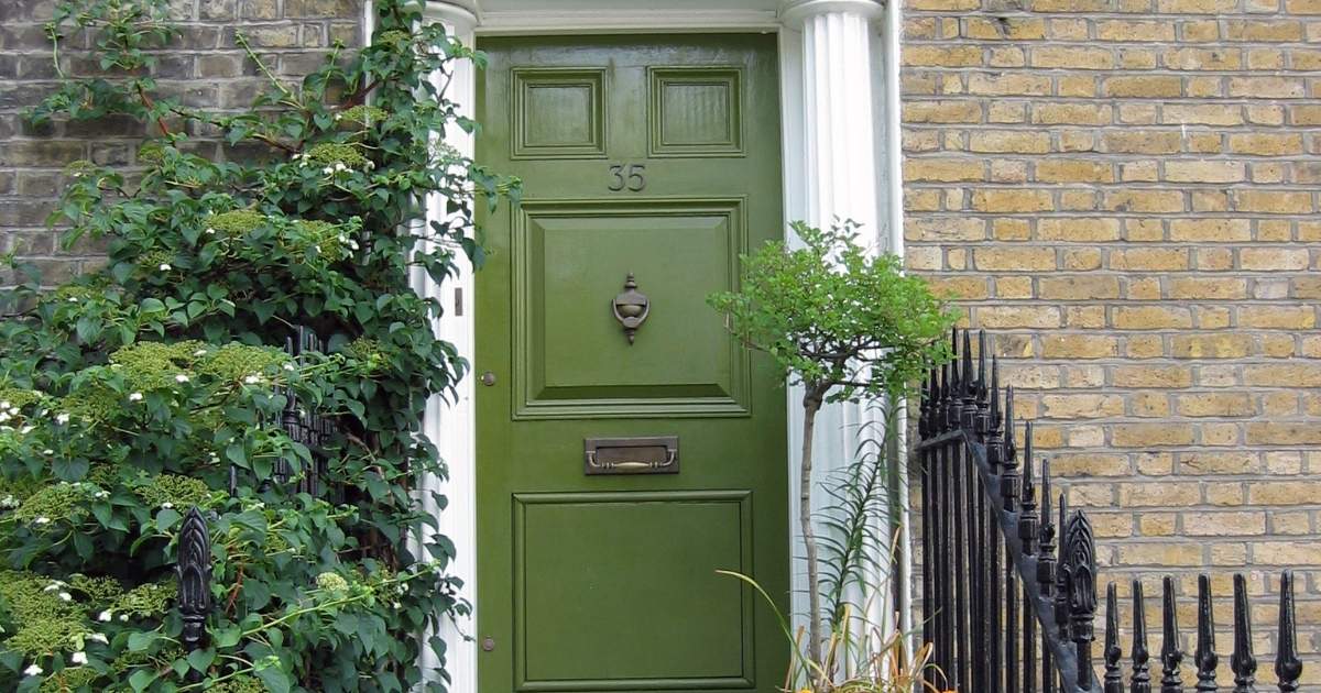 sage  green front door 