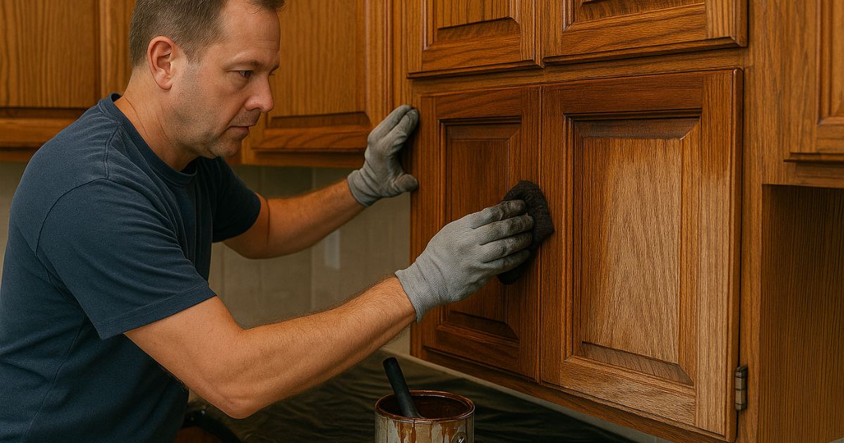 man staining cabinet man staining cabinet