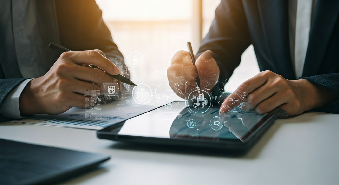 "Overhead view of a diverse marketing team working on business strategy with charts, graphs, and reports spread across a desk. "Overhead view of a diverse marketing team working on business strategy with charts, graphs, and reports spread across a desk.