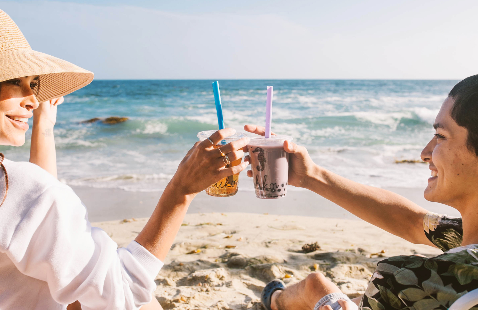 Enjoy Lilikoi Boba by the beach along the Monterey Bay coast.