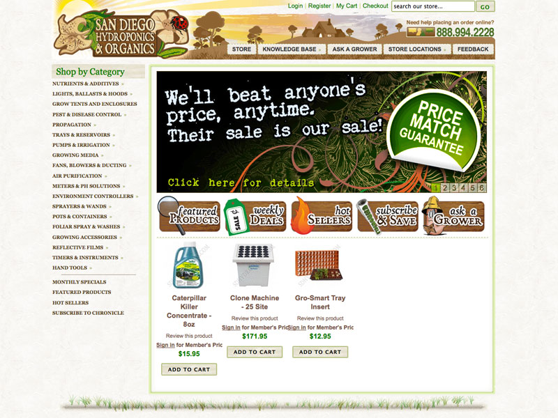 San Diego Hydroponics 2010 website design