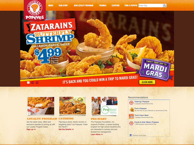 Popeyes Website Screenshot 2008 Popeyes Website Screenshot 2008