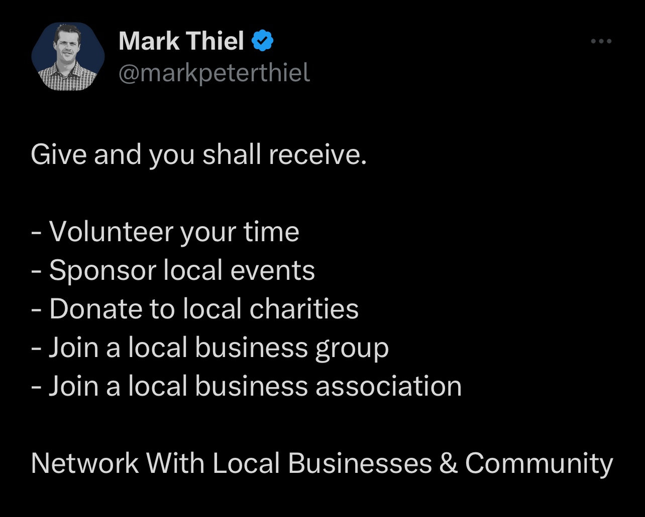 Give and you shall receive - Mark Thiel (X)