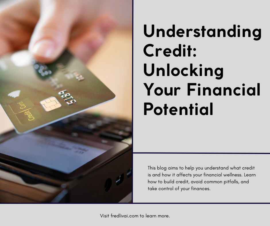 "Professional blog header with a sleek design featuring the title 'Understanding Credit: The Key to Financial Empowerment' in bold, prominent lettering, set against a backdrop that symbolizes financial growth and stability."