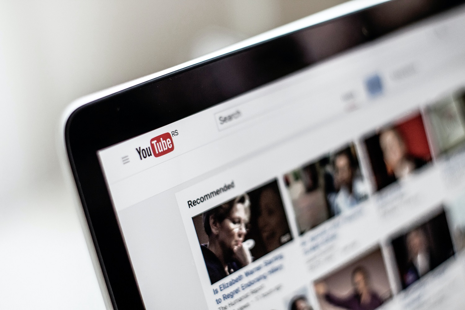 YouTube on a tablet