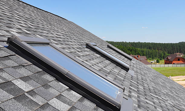 a shingle roofing with sky window