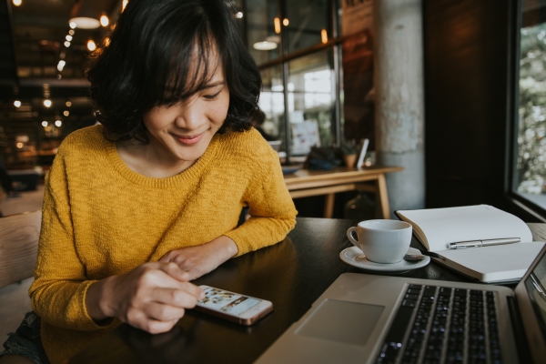 Young woman browsing on a smartphone