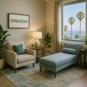 Professional hypnotherapy session in Mission Valley San Diego office showing relaxing environment for anxiety and depression treatment Professional hypnotherapy session in Mission Valley San Diego office showing relaxing environment for anxiety and depression treatment