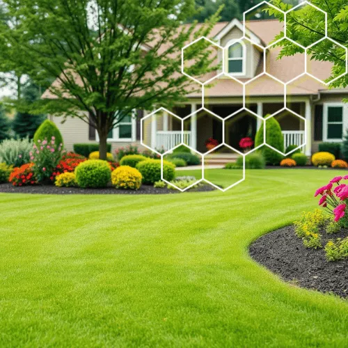 Beautifully manicured suburban lawn and garden in upstate New York by Honeybee Landscapes & Hardscapes