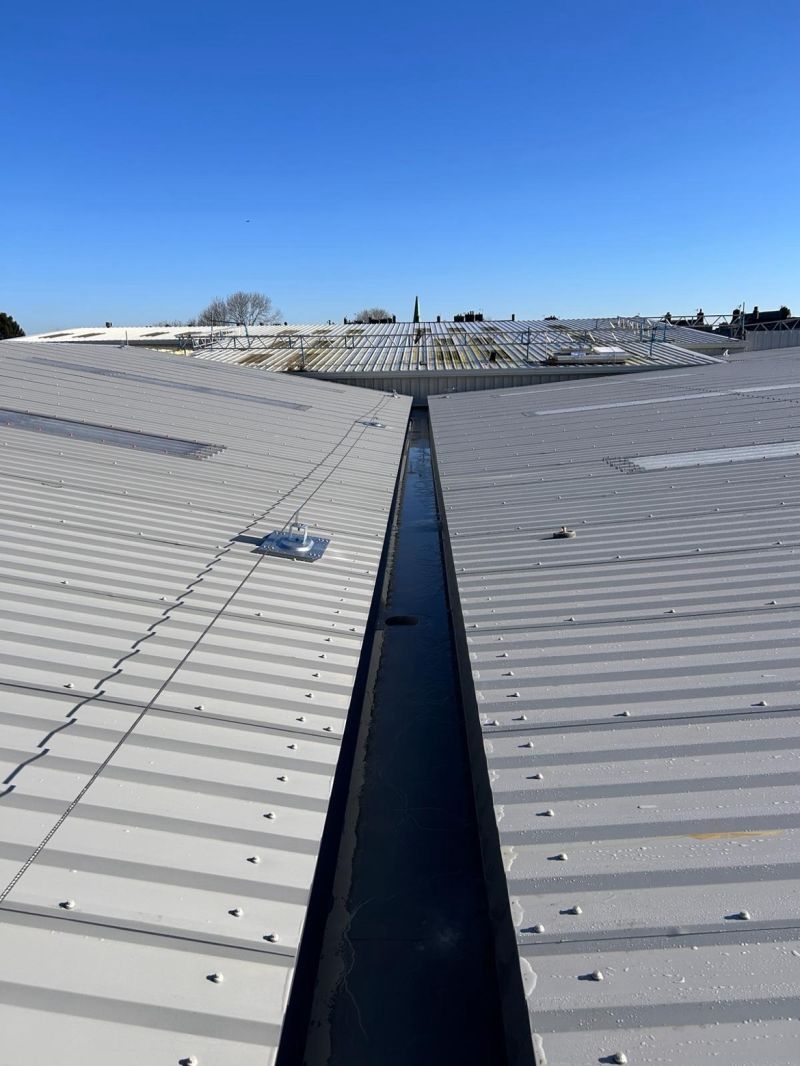 a roof of a building with waterproofing