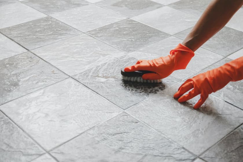 Final inspection and cleanup tile floor Final inspection and cleanup tile floor