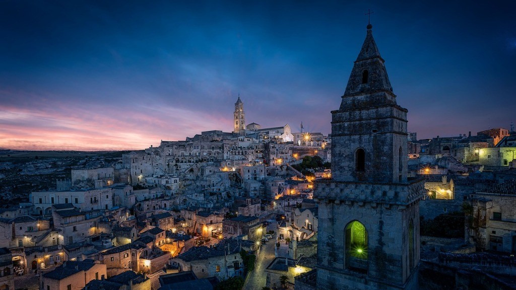 Stadt Matera bei Nacht Stadt Matera bei Nacht