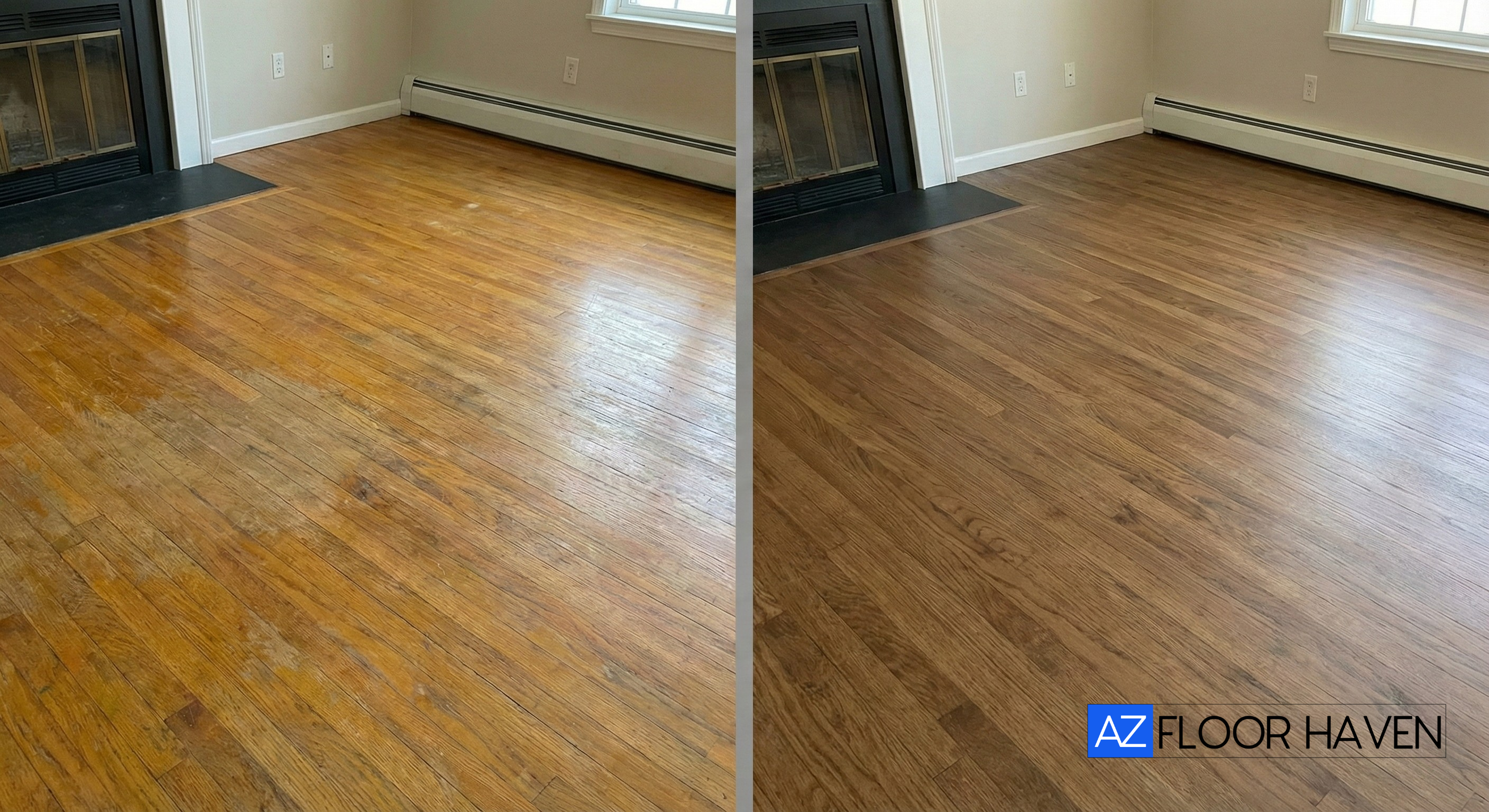 Wood refinish before and after