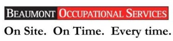 Beaumont Occupational Services logo with slogan On Site On Time Every Time