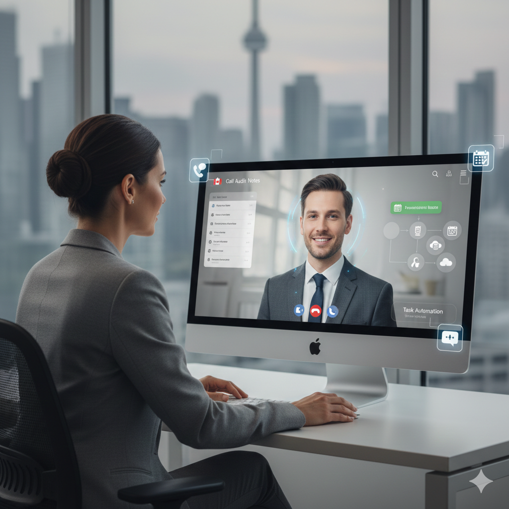 Toronto business professional booking a voice AI discovery call for task automation