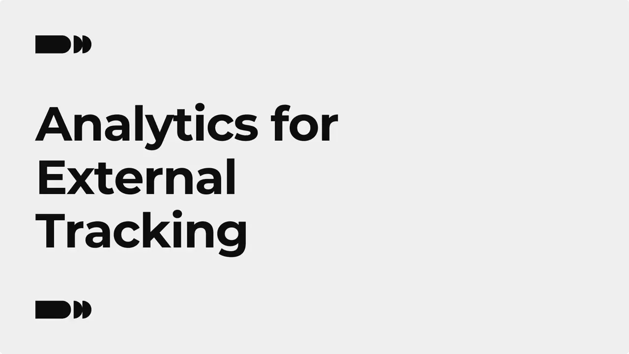 Title slide reading 'Analytics for External Tracking' on a clean background