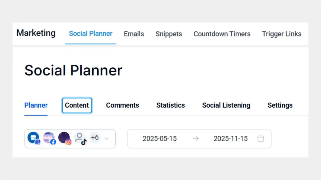 Comments area inside Social Planner tab Comments area inside Social Planner tab