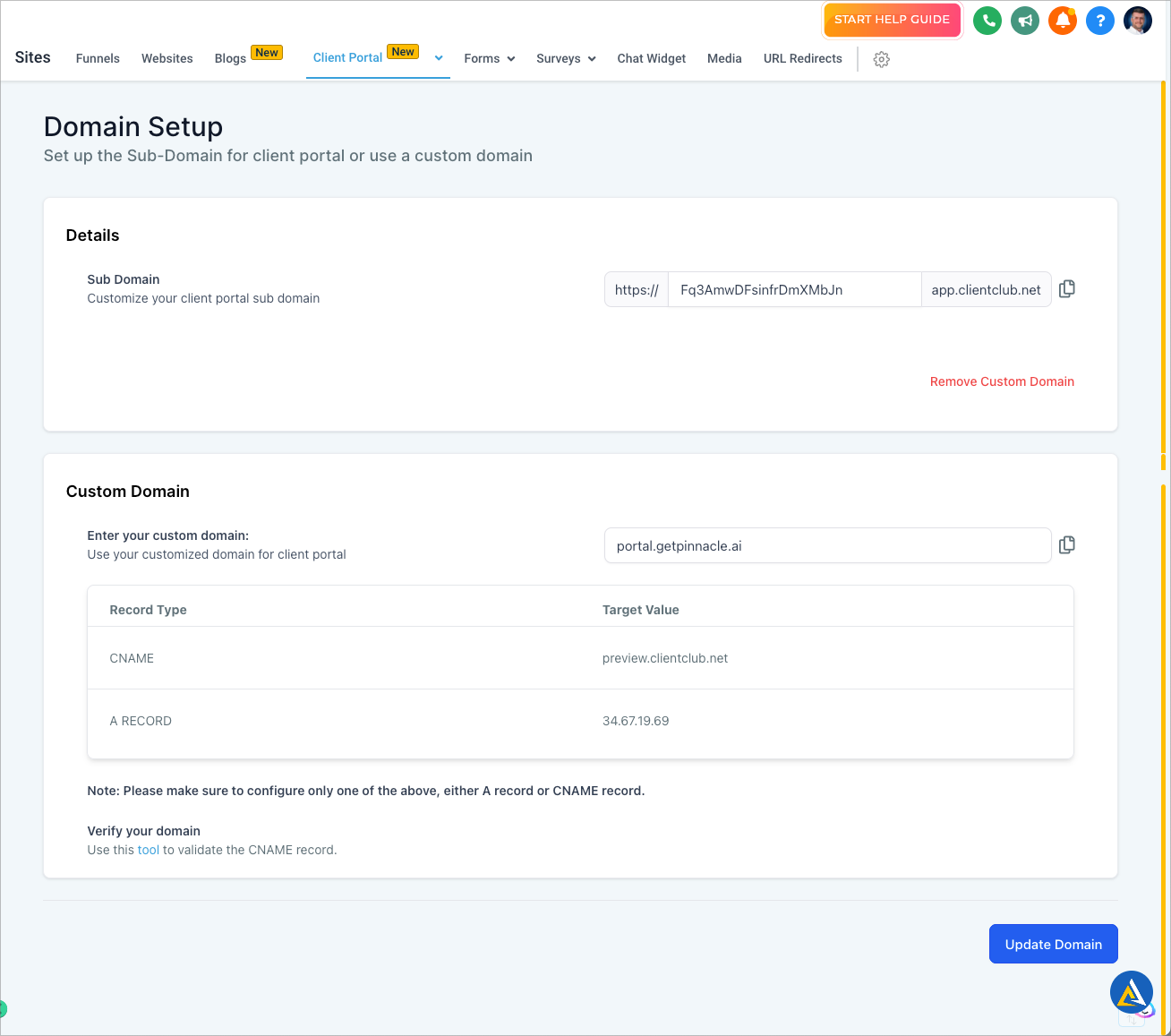 Client Portal Domain Setup