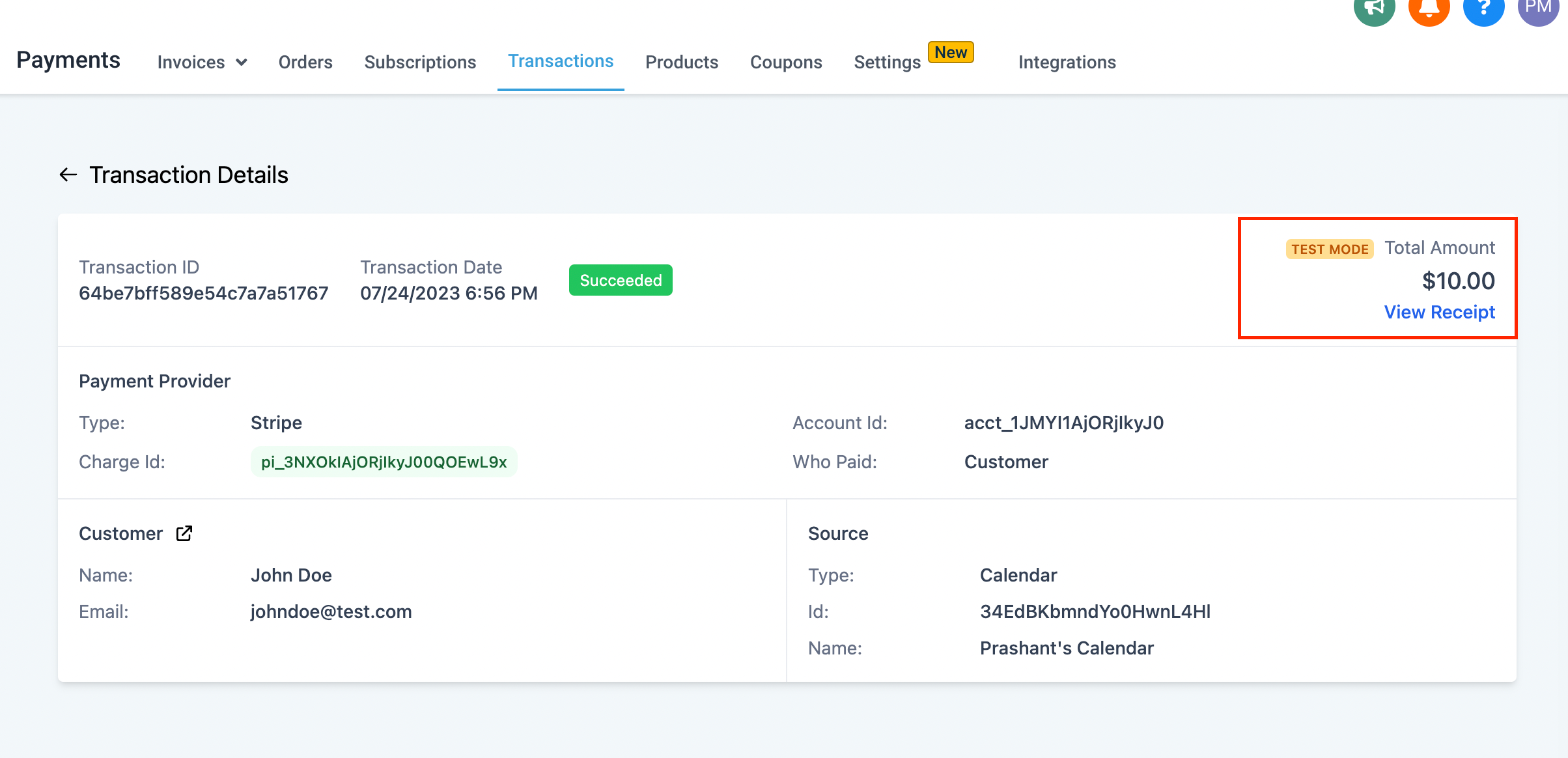 Payment Transaction Details