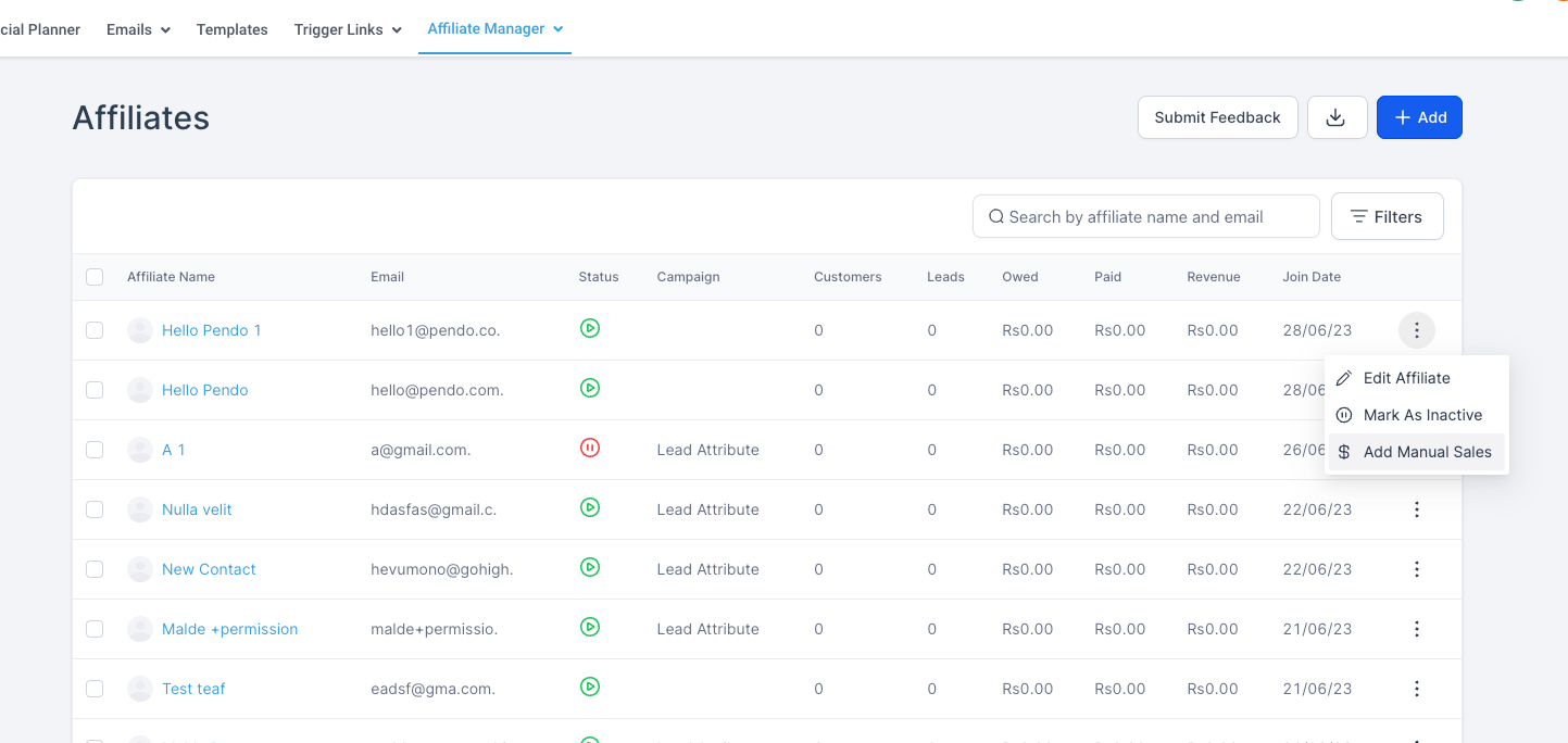 Affiliate Dashboard