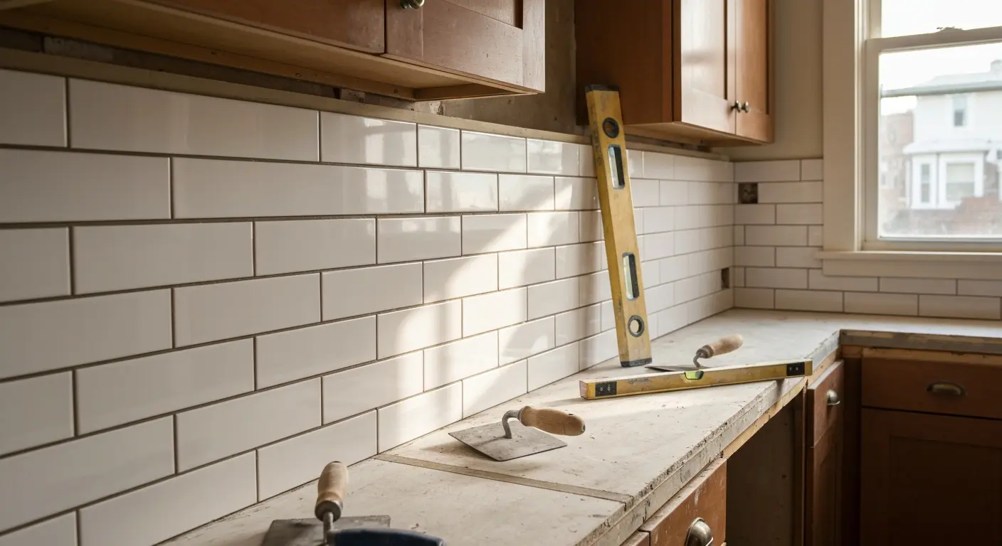 Backsplash tile installation
