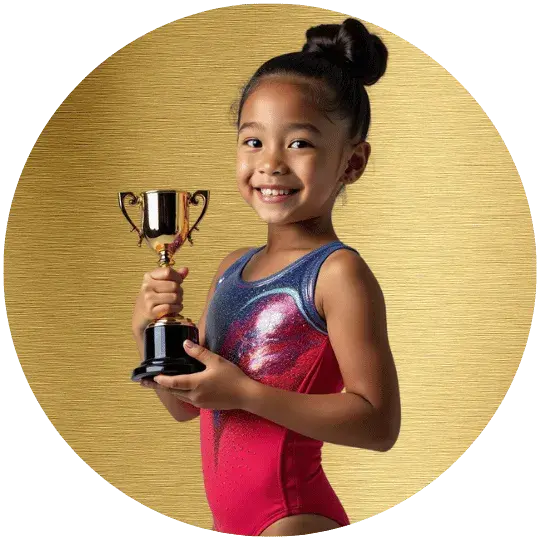 Beginner gymnast practicing a forward roll on a padded mat.