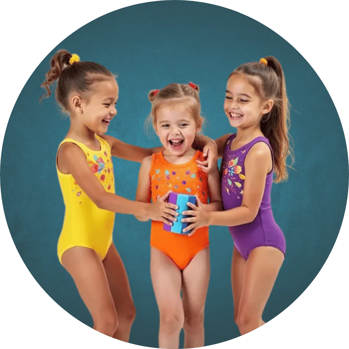 Toddler learning gymnastics basics in a preschool class in Coppell.