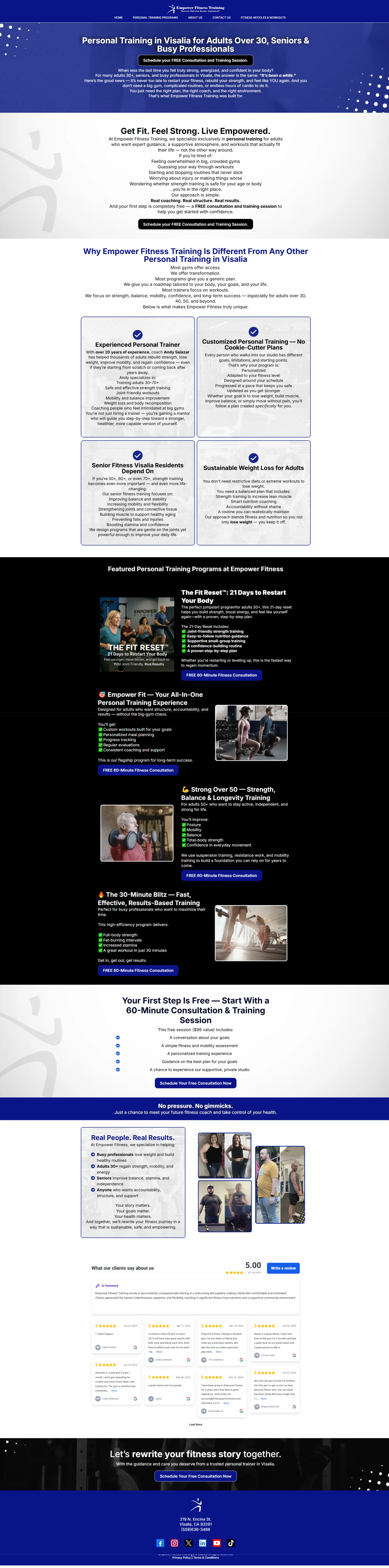 Empower Fitness Training webdesign