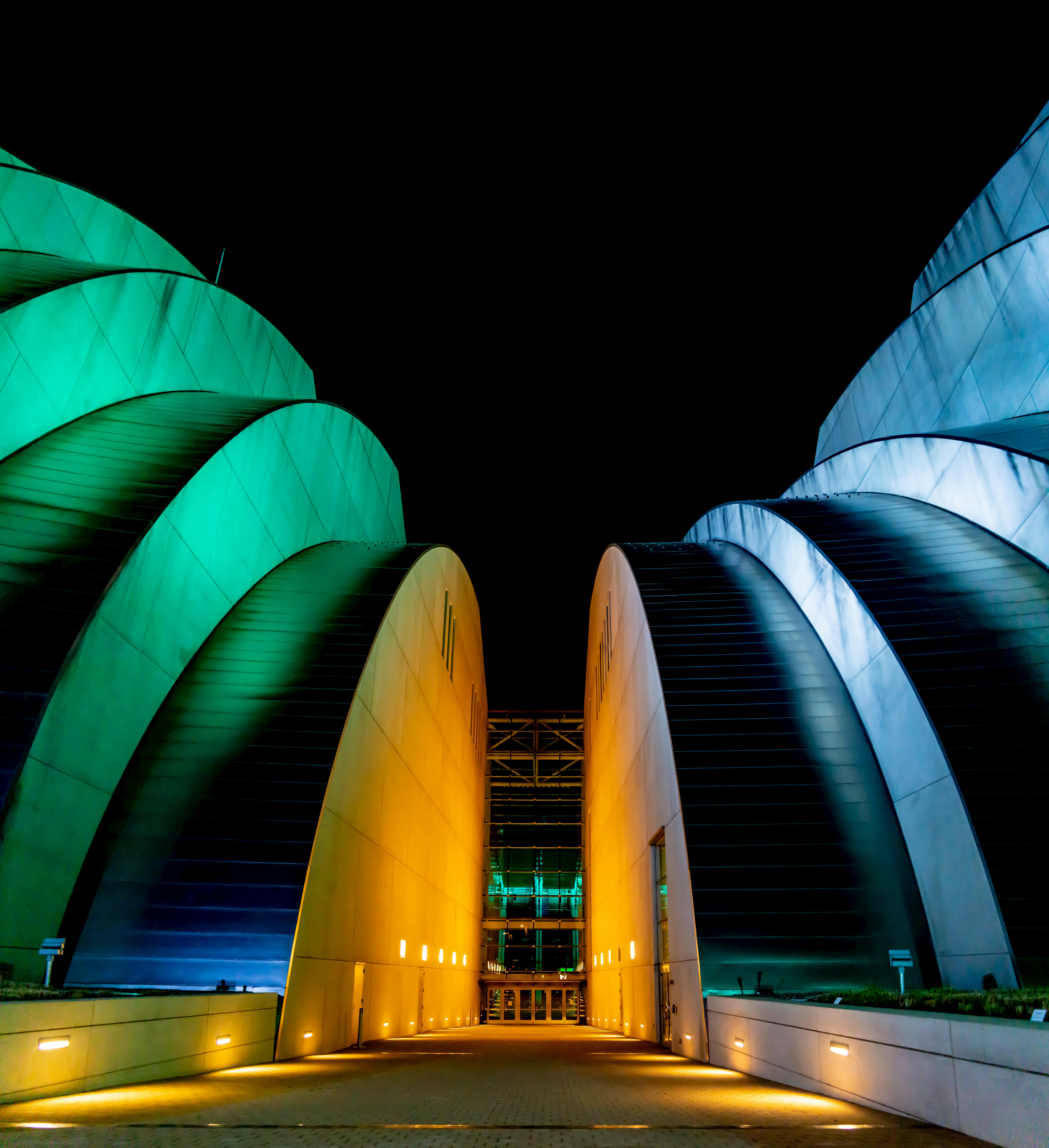The Kauffman Center for the Performing Arts in Kansas City, a stunning architectural landmark and cultural hub for music, theater, and performances.