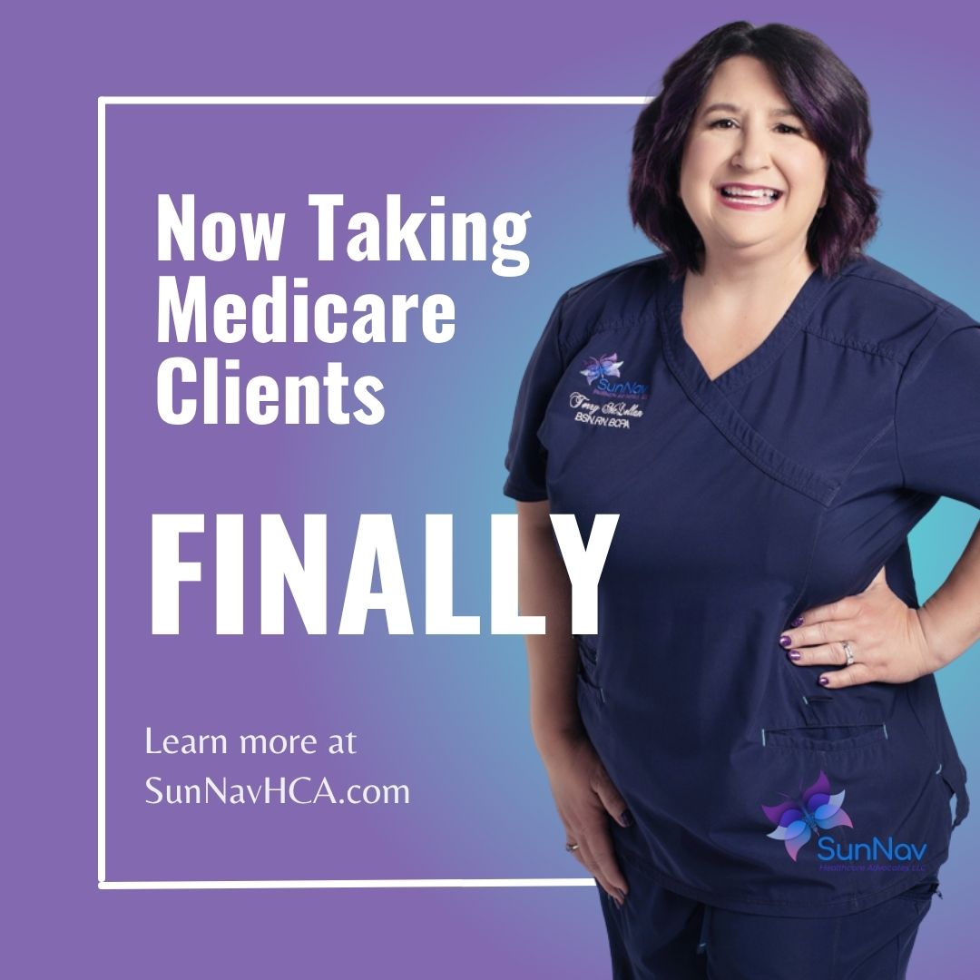 Now taking Medicare Finally, nurse with SunNav logo