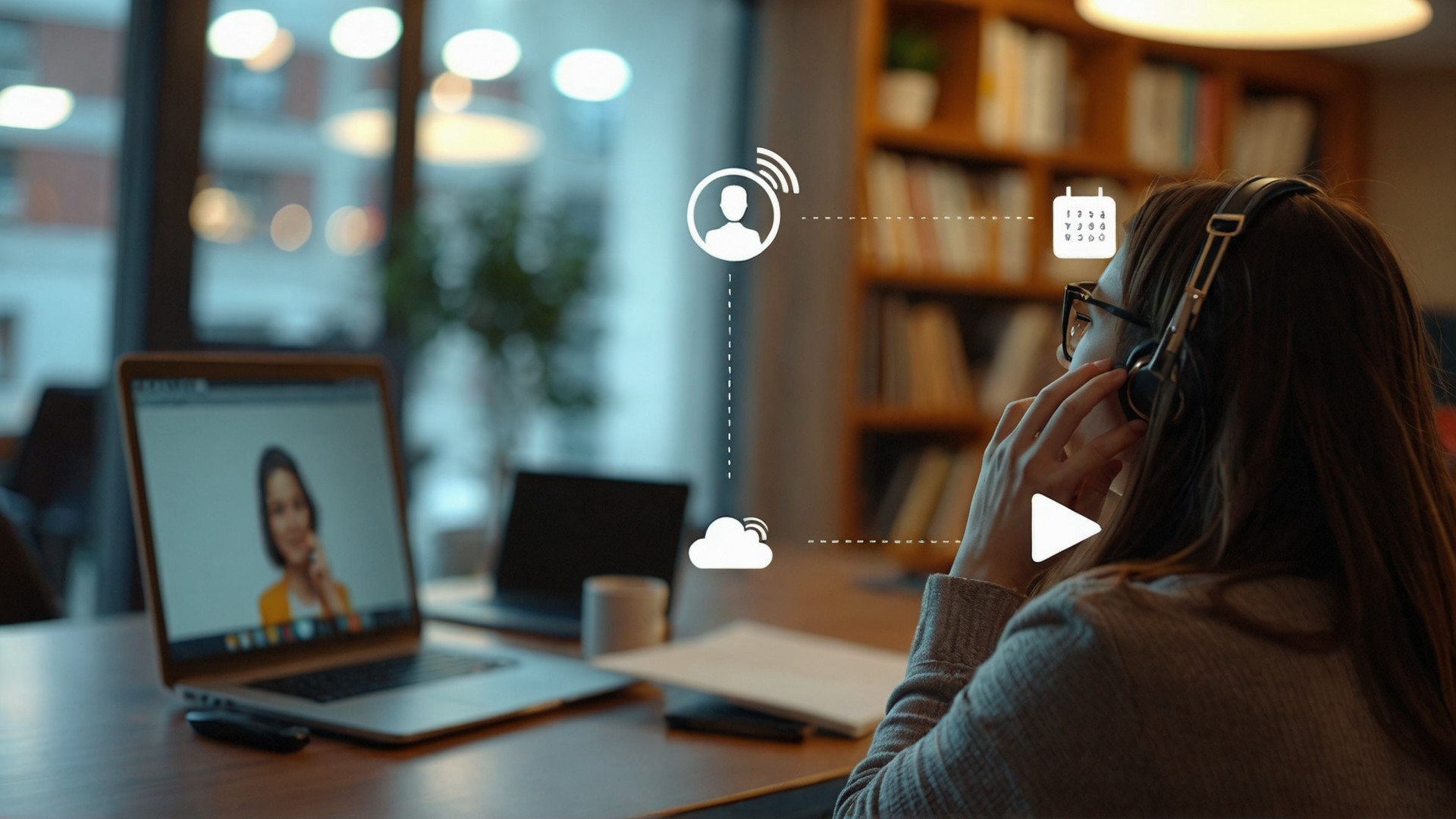 Call workflow graphic. A flowchart showing how a voice assistant answers a call, processes data locally and schedules an appointment without sending data to the clou