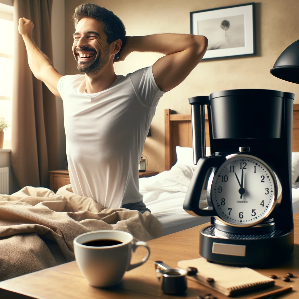 an affiliate marketer waking up to start his day