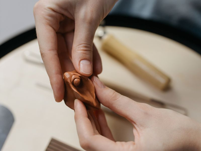 alt: image of a clitoris made from clay alt: image of a clitoris made from clay