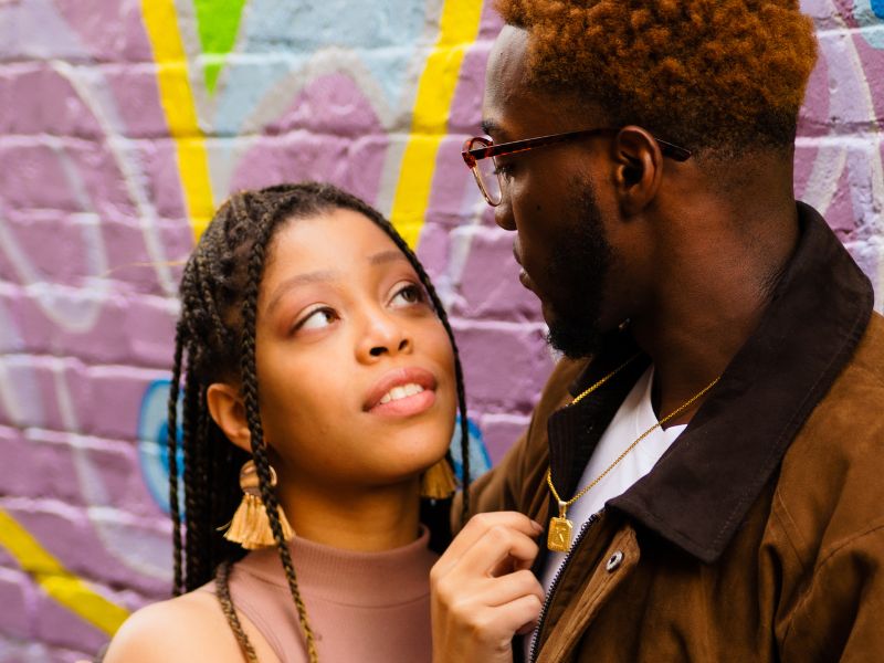 Man and woman staring into each other's eyes