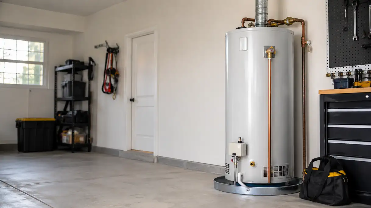 Licensed plumber installing a water heater in La Mesa