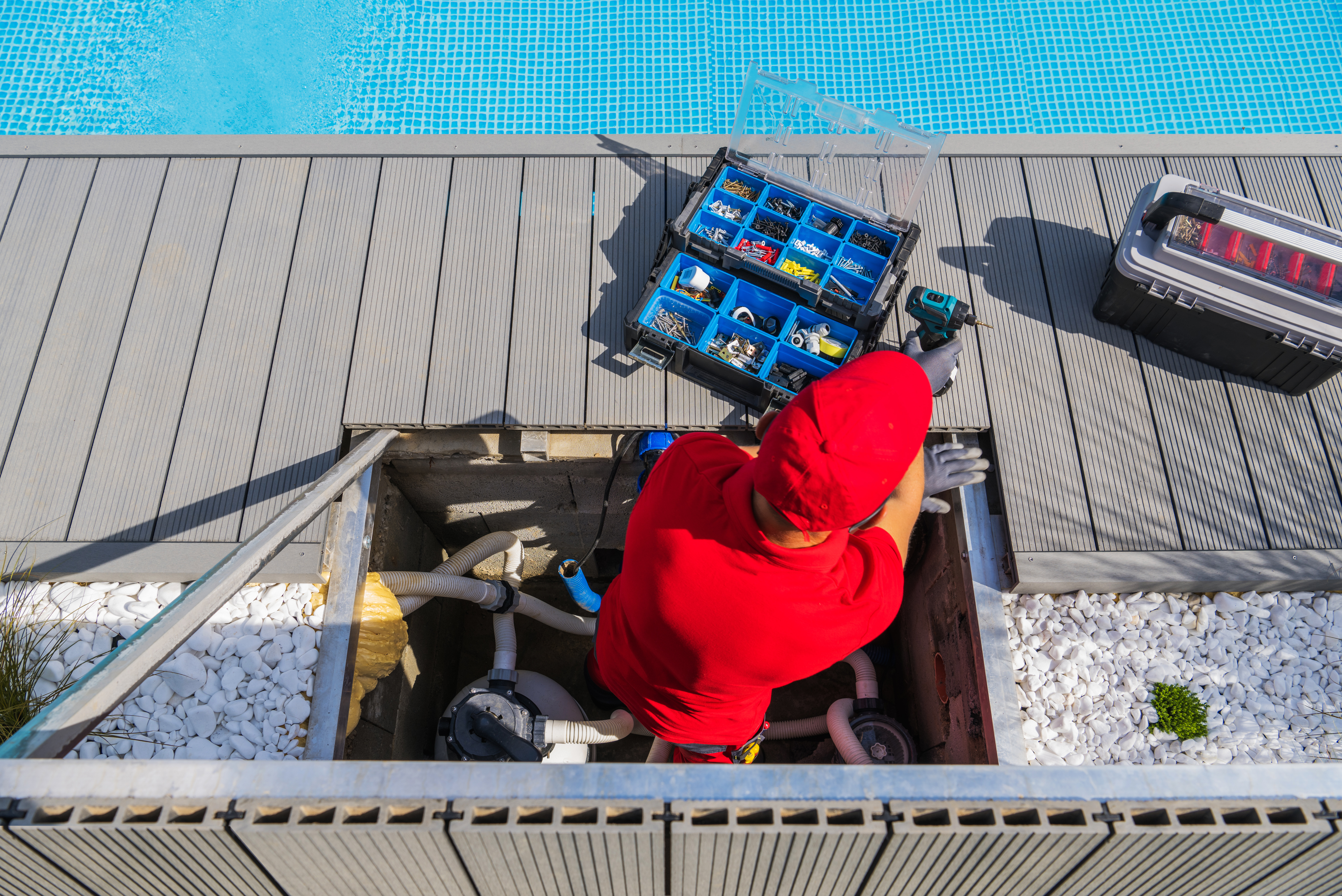 man working on a spa man working on a spa