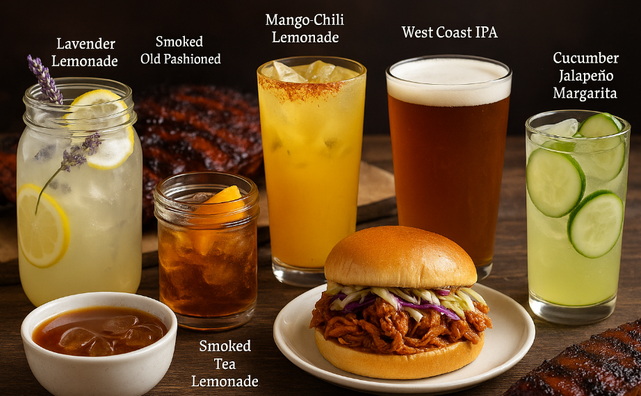 A variety of cocktails, alcoholic and non-alcoholic, to pair with Bacon-n-Bourbon Meals A variety of cocktails, alcoholic and non-alcoholic, to pair with Bacon-n-Bourbon Meals