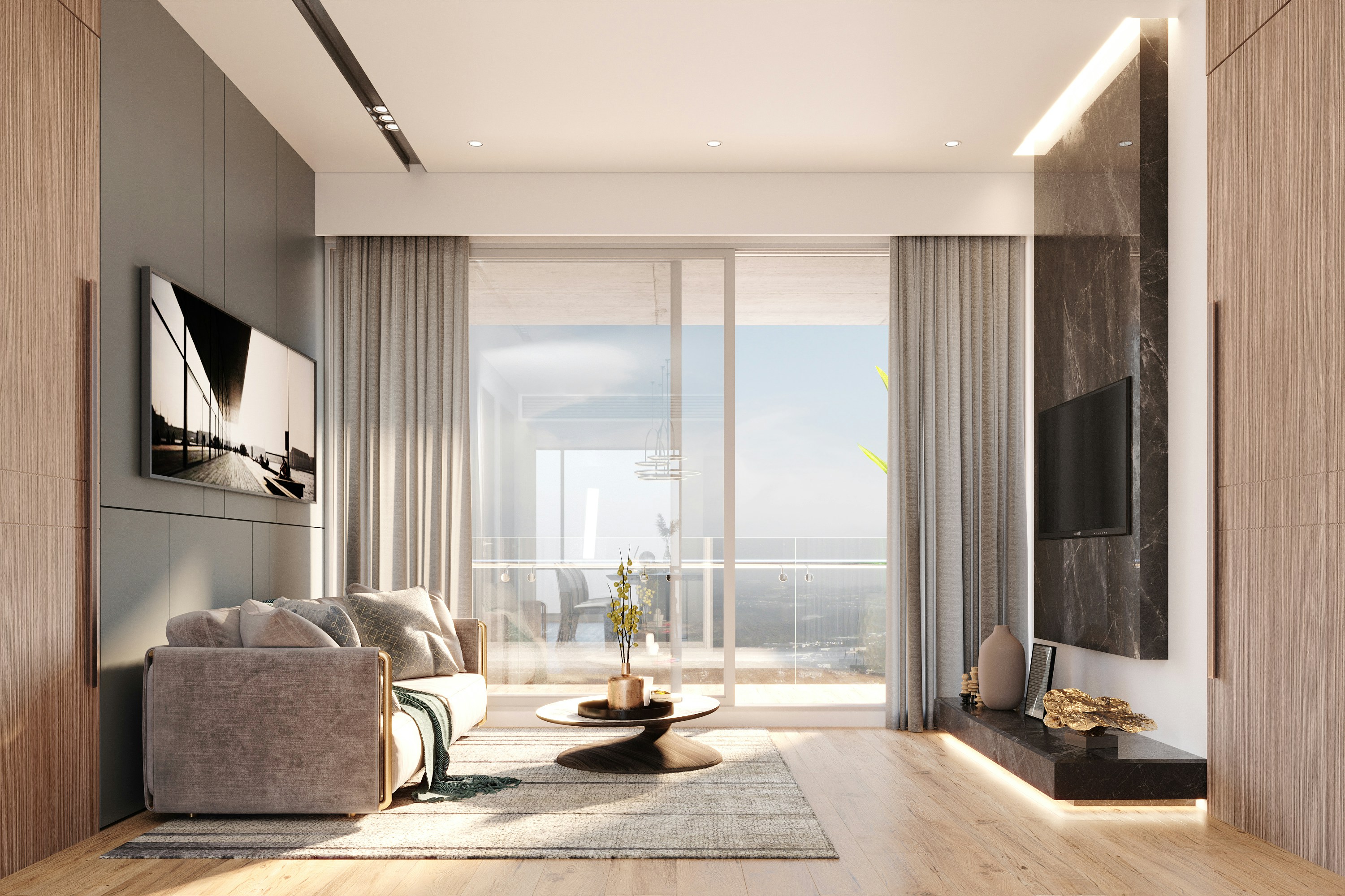 Veloce Series modern luxury plank flooring in a refined open-plan space