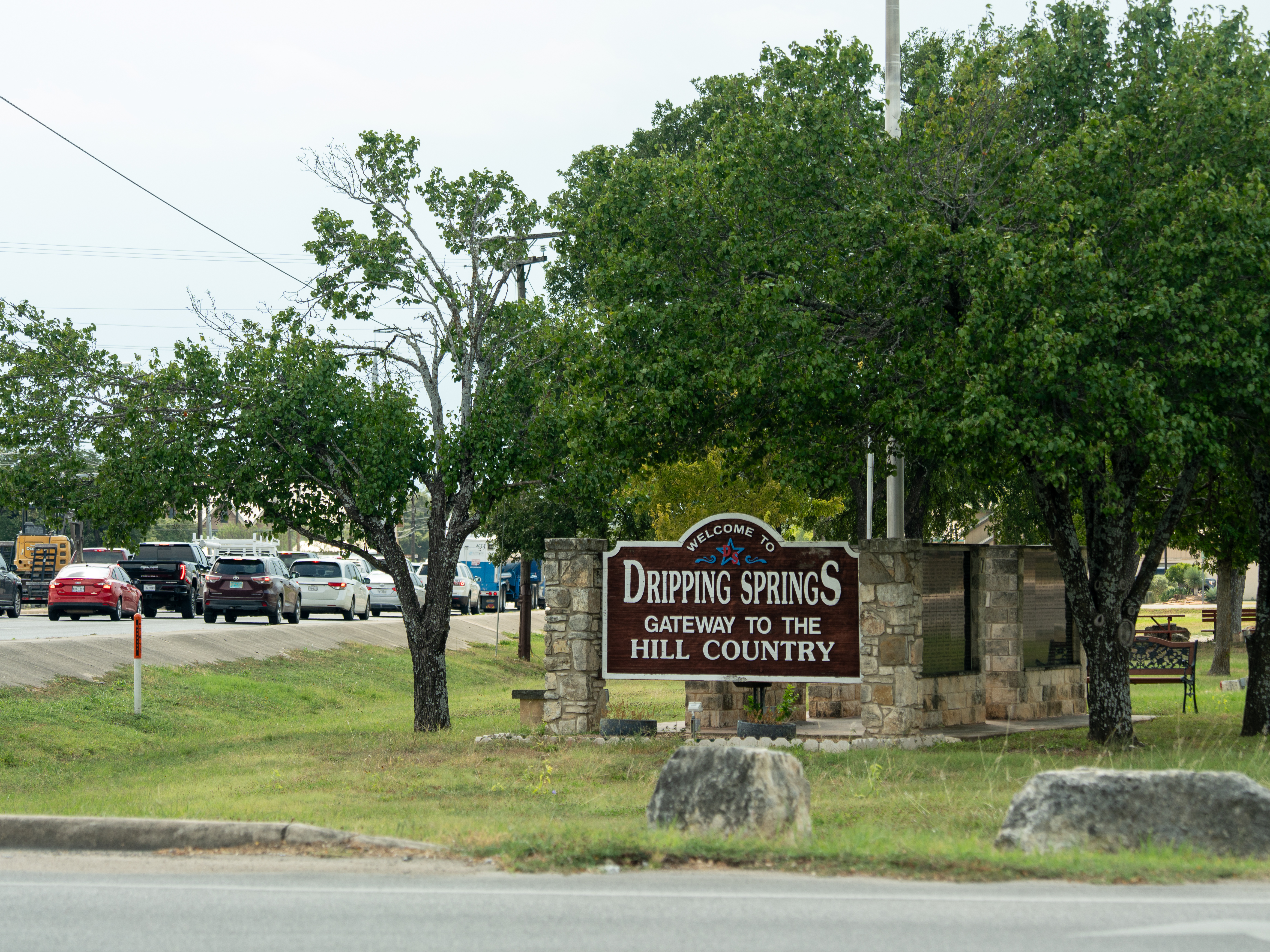 Welcome to Dripping Springs Hill Country gateway landmark sign Welcome to Dripping Springs Hill Country gateway landmark sign