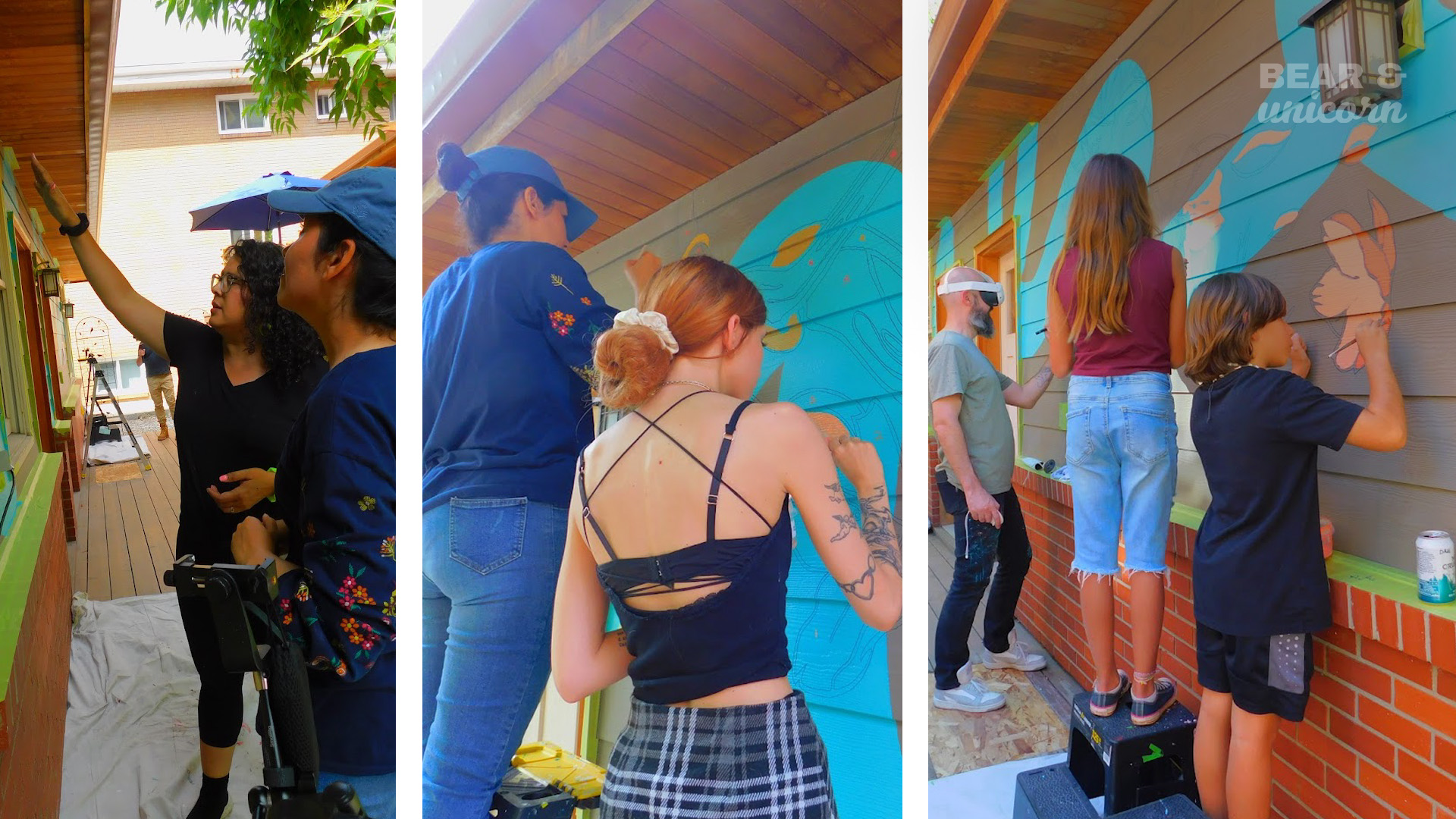 Community helping to paint Canopy's Mural Art Bar community project Community helping to paint Canopy's Mural Art Bar community project