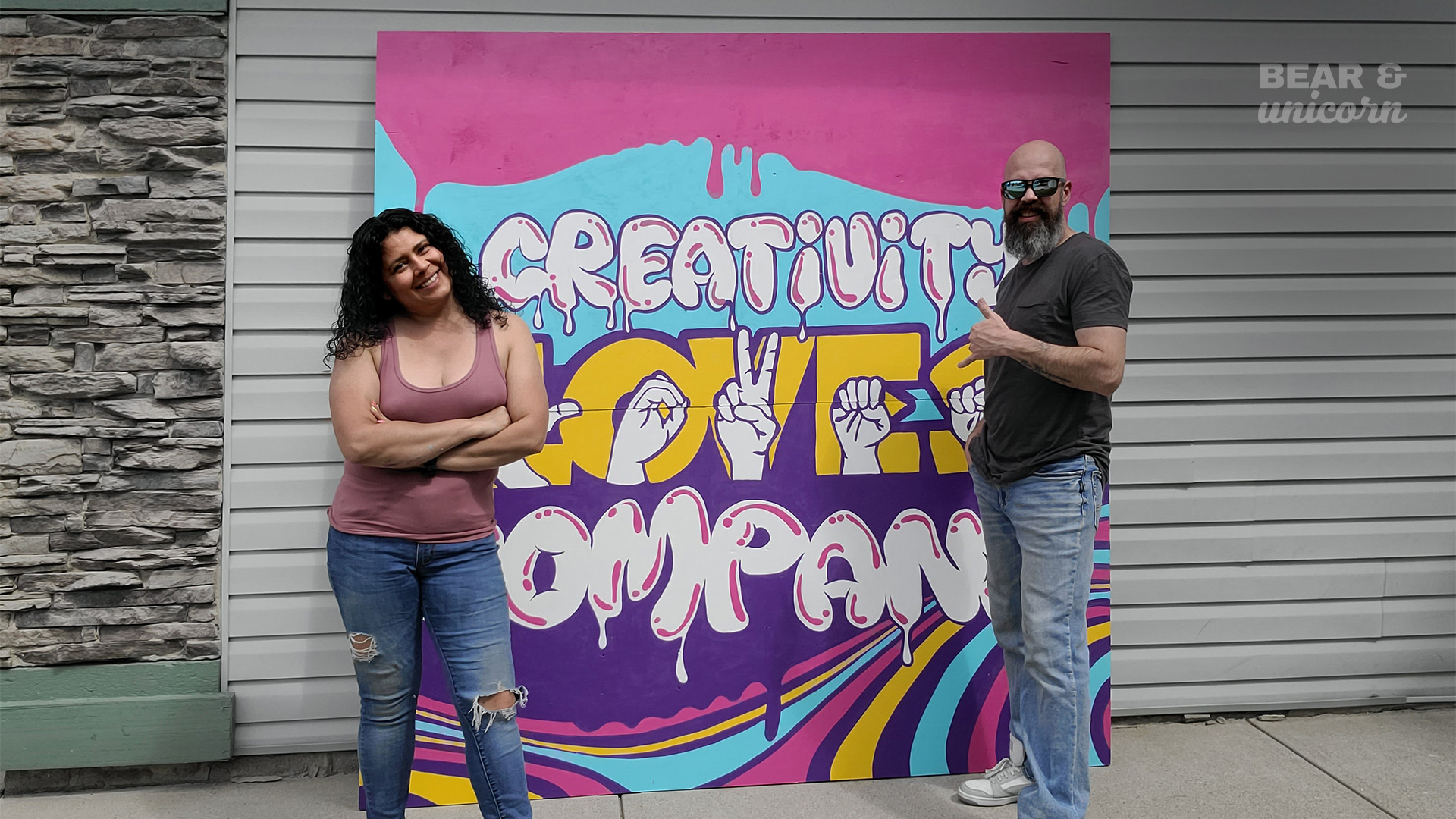 Maya Corona & David Schmeikal from the Bear and Unicorn finished Free standing Mural for the Inglewood DIY Festival 2025 Maya Corona & David Schmeikal from the Bear and Unicorn finished Free standing Mural for the Inglewood DIY Festival 2025